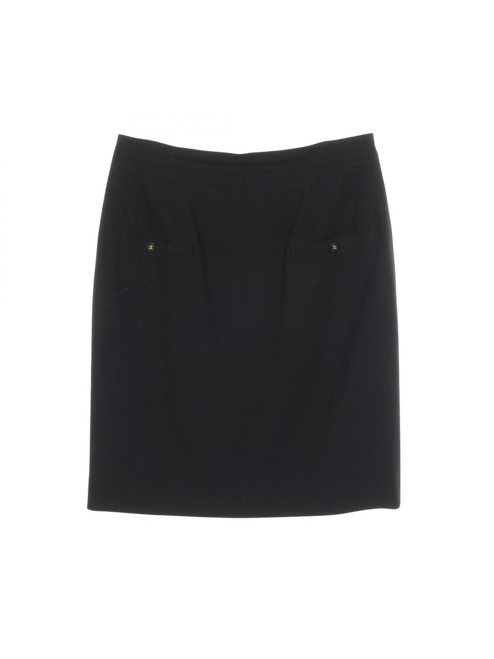 Chanel Coco Mark Button Skirt #46 Wool #301260C39B